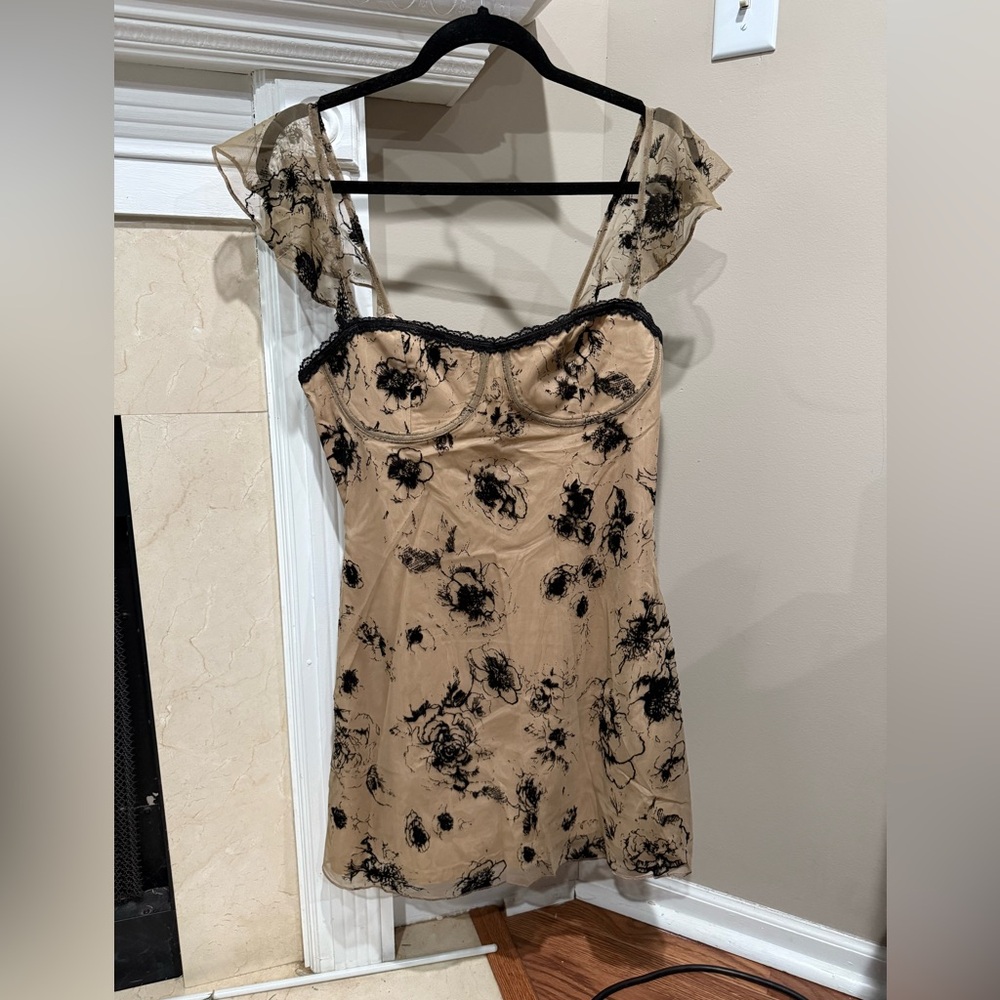 Mini tan and floral dress
